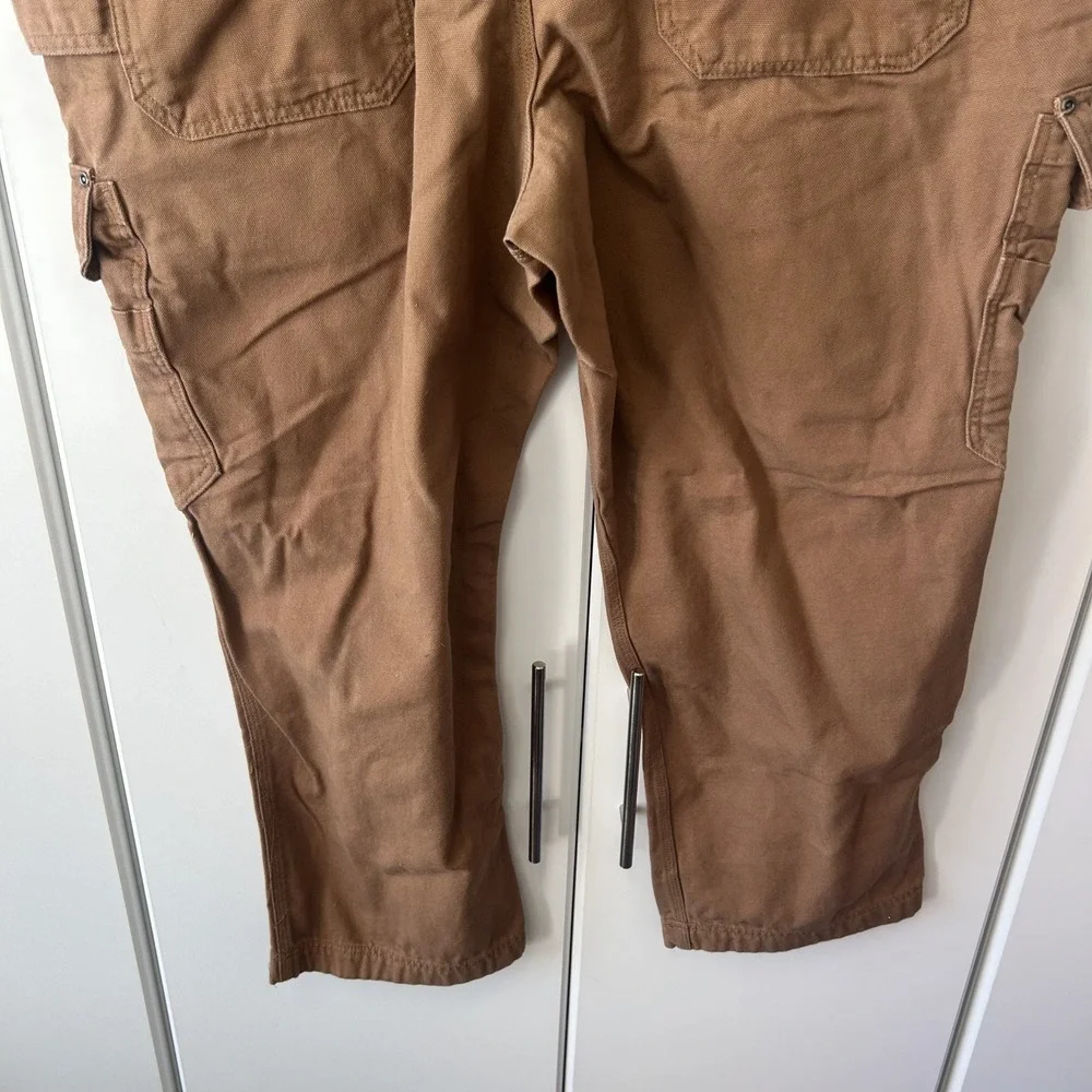 Duluth Trading Co Fire Hose Relaxed Fit Cargo Pants Mens 48x32 Brown Canvas Work